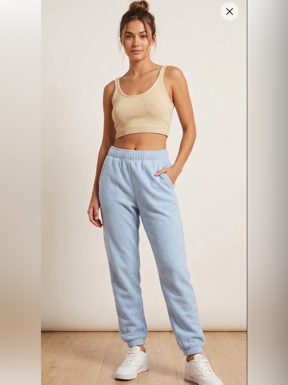 Yogalicious Emily Joggers Lt Blue Baby Fleece Sweatpants‎ Women's Size S Pockets